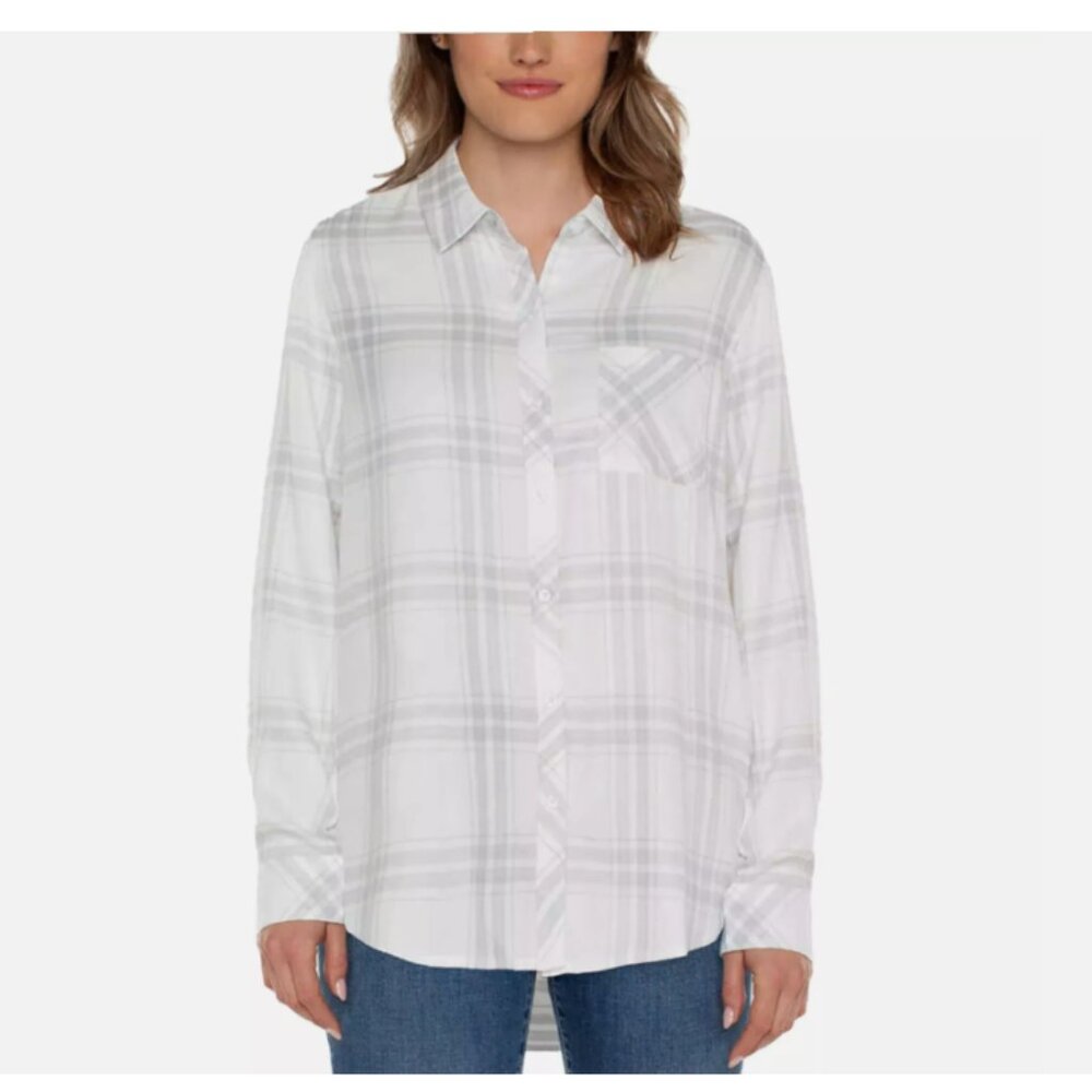 Well Worn Women's' Long Sleeve Classic Plaid Button-Up Shirt XL